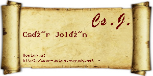 Csór Jolán névjegykártya